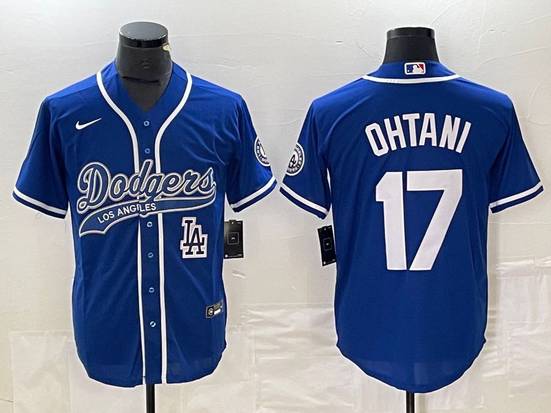 Men Los Angeles Dodgers #17 Ohtani Blue Nike Game MLB Jersey style 5->los angeles dodgers->MLB Jersey